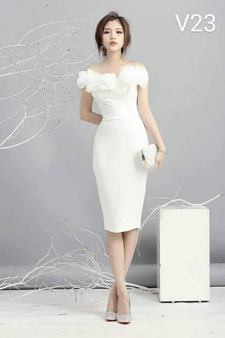 Cuốn hút bằng mẫu váy đầm body dự tiệc màu trắng thanh lịch