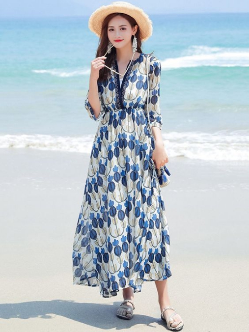 BST những mẫu váy đầm maxi đẹp dành để đi biển cực quyến rũ - Hình 12