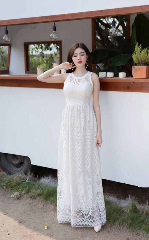 Top 3 mẫu váy đầm trắng cổ yếm đẹp - Hình 2