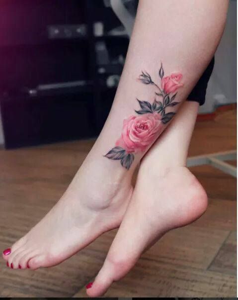 Các mẫu hình xăm hoa hồng bắp chân đẹp nhất