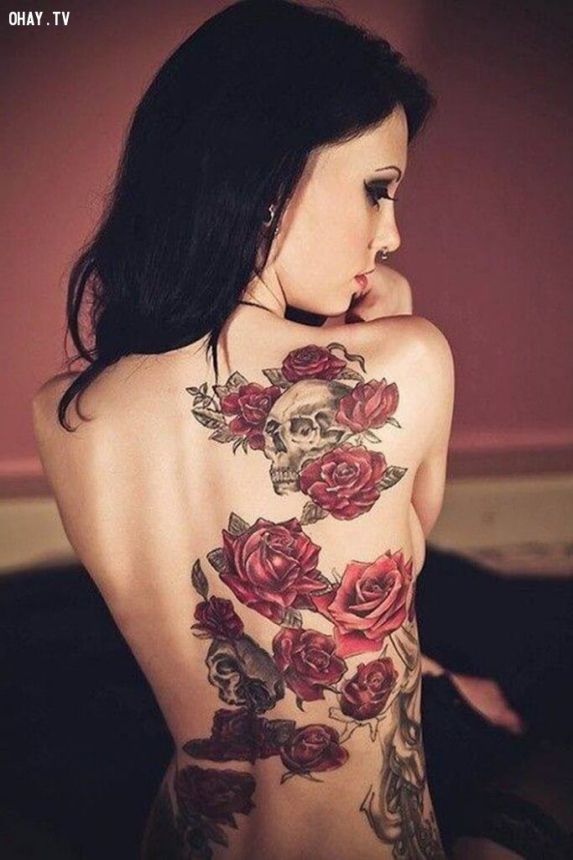 Các mẫu hình xăm hoa hồng kín lưng đẹp nhất