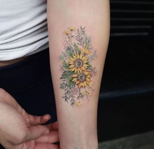 Hình xăm nghệ thuật tatoo mini hoa hướng dương đẹp nhất