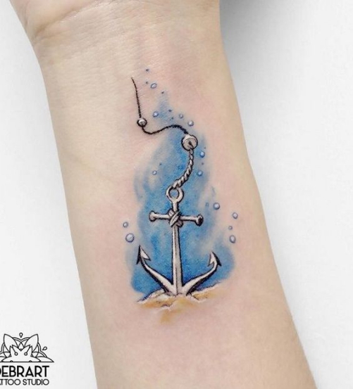 Hình xăm nghệ thuật tatoo mini mỏ neo đẹp nhất
