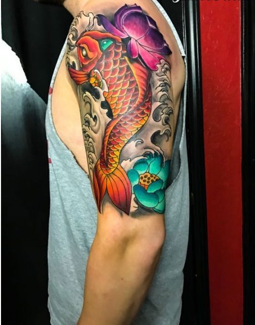 Hình ảnh xăm tattoo cá chép ao sen đẹp và ý nghĩa nhất