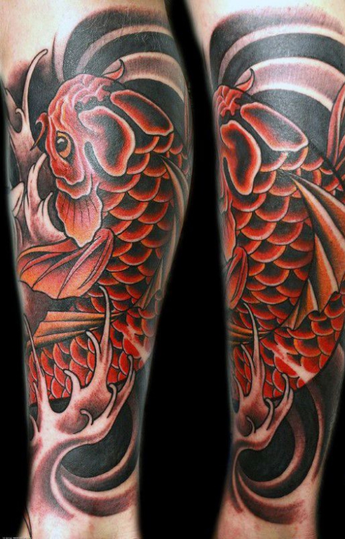 Hình ảnh xăm tattoo cá chép màu đỏ đẹp và ý nghĩa nhất