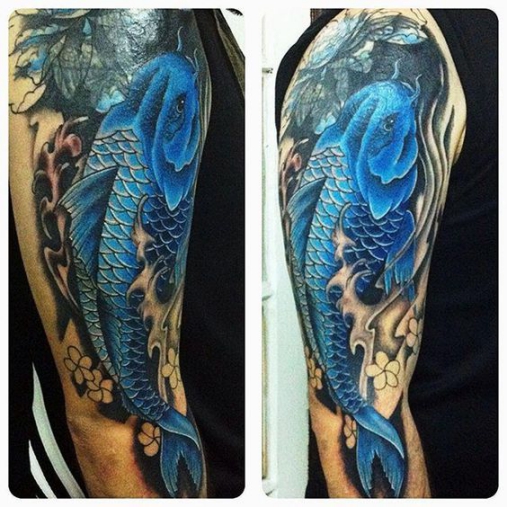 Hình ảnh xăm tattoo cá chép ,màu xanh đẹp và ý nghĩa nhất