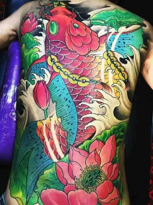 Hình ảnh xăm tattoo cá chép ngậm tiền đẹp và ý nghĩa nhất