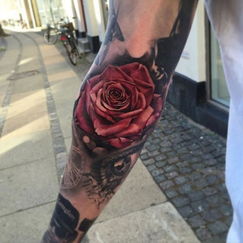Hình ảnh xăm tattoo hoa hồng màu đỏ đẹp ý nghĩa nhất
