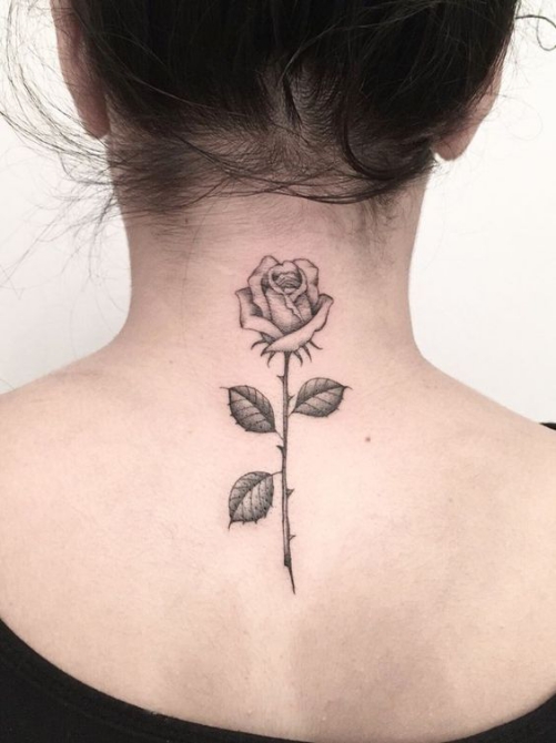 Hình ảnh xăm tattoo hoa hồng sau gáy đẹp ý nghĩa nhất