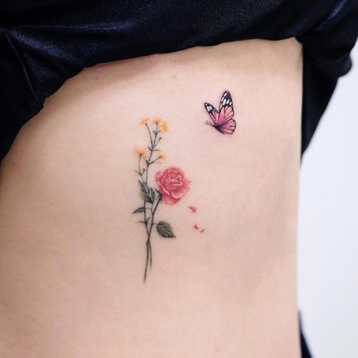 Hình ảnh xăm tattoo hoa hồng và bướm đẹp ý nghĩa nhất