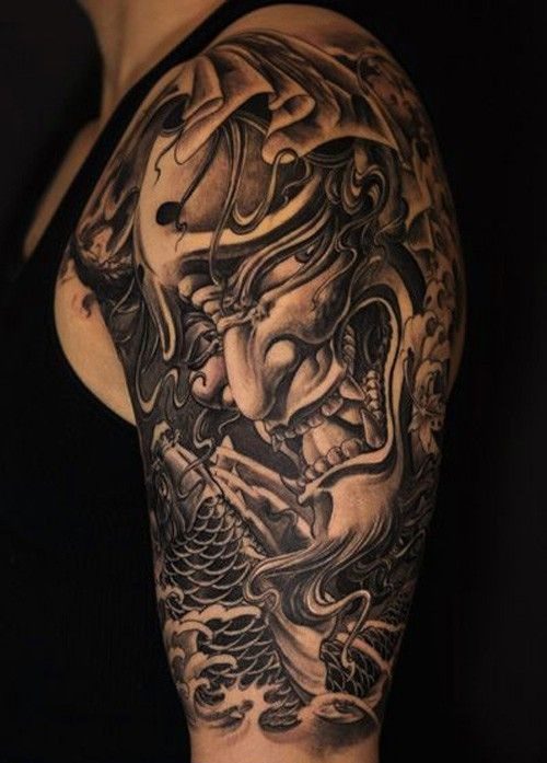 Hình ảnh xăm tattoo mặt quỷ cá chép ở tay đẹp và ý nghĩa nhất