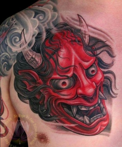 Hình ảnh xăm tattoo mặt quỷ màu đỏ đẹp và ý nghĩa nhất