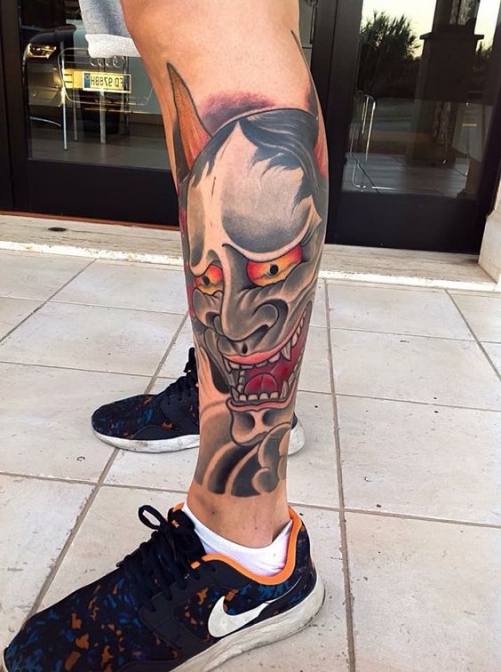Hình ảnh xăm tattoo mặt quỷ ở chân đẹp và ý nghĩa nhất