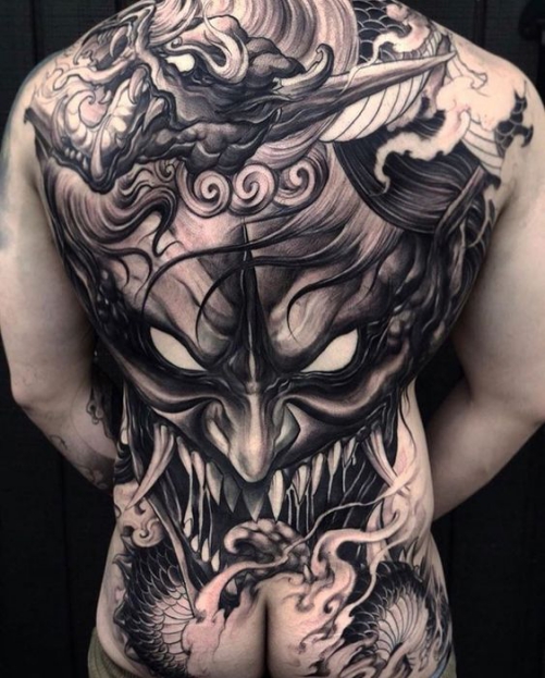 Hình ảnh xăm tattoo mặt quỷ rồng đẹp và ý nghĩa nhất