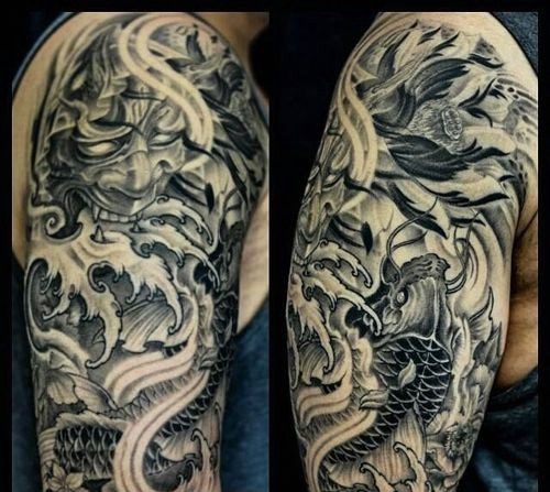 Hình ảnh xăm tattoo mặt quỷ và cá chép đẹp và ý nghĩa nhất