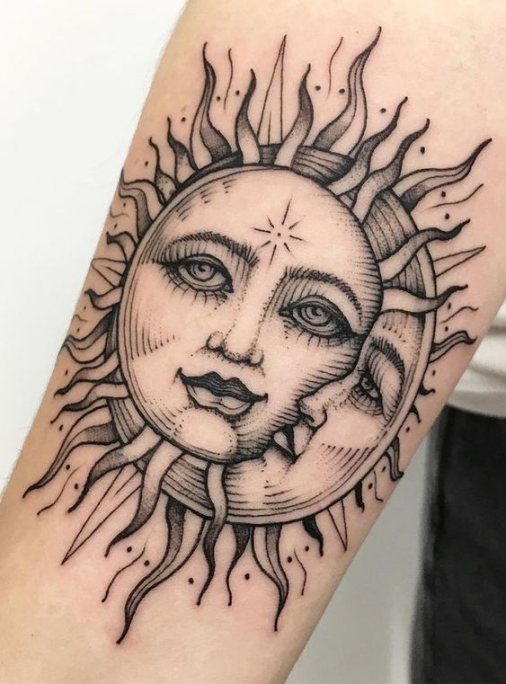 Hình xăm tattoo hoa văn mặt trời mang nhiều ý nghĩa dành cho chủ nhân sở hữu